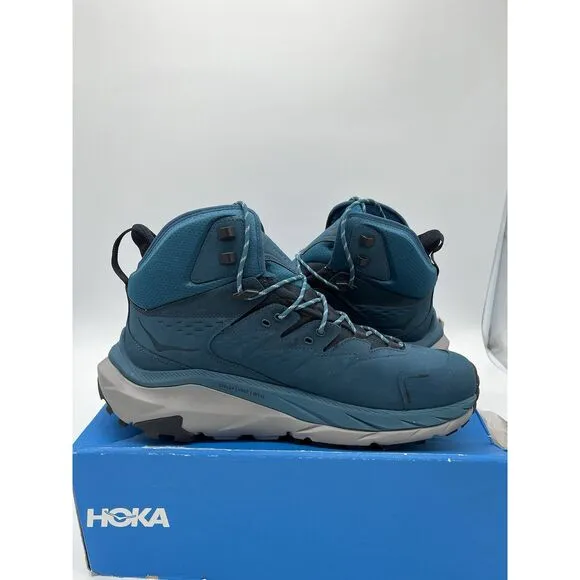 Hoka One One Kaha 2 Mid GTX Hiking Leather Blue Shoes 1123155 BCBGR Men's 14 New