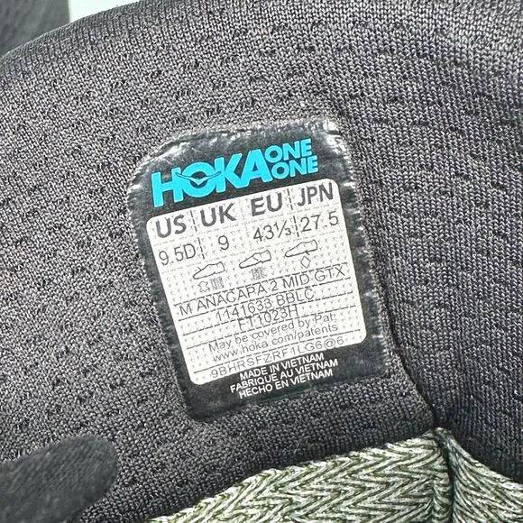 Hoka One One Men’s 9.5 D Anacapa 2 Mid GTX Black Hiking Trail 1141633-BBLC Shoes