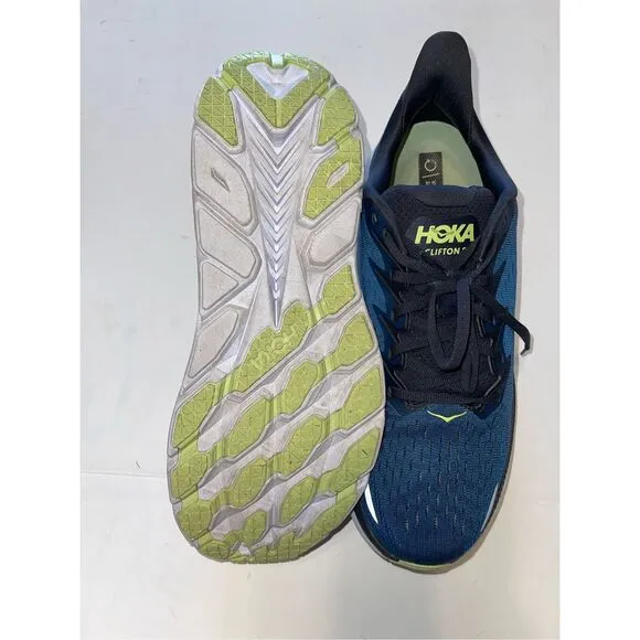 Hoka One One Mens Clifton 8  Blue Running Shoes Sneakers Size 12
