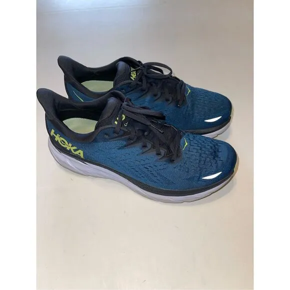 Hoka One One Mens Clifton 8  Blue Running Shoes Sneakers Size 12