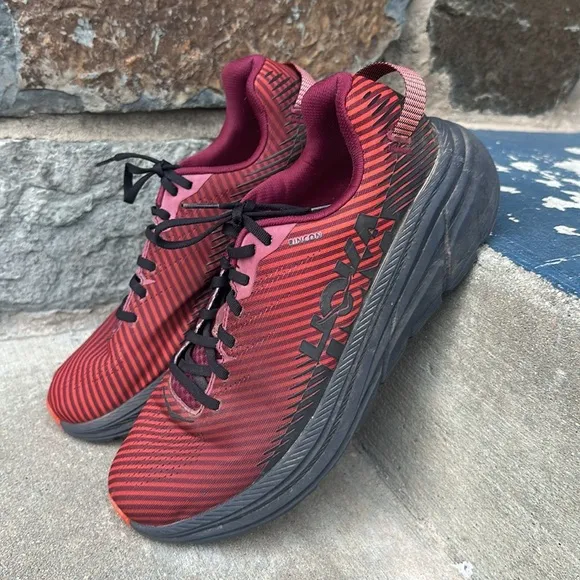 Hoka One One - Rincon 2 Striped Mesh Running Sneakers - Red size 11 Men