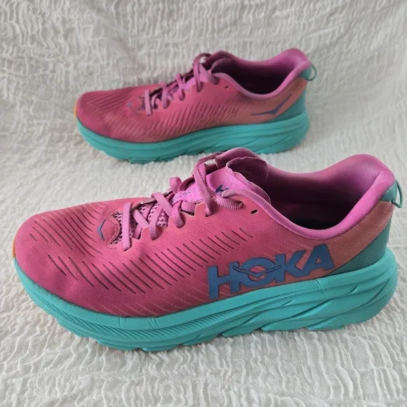 Hoka One One Rincon 3 Womens 11 B Road Running Sporty Shoes Paradise Pink Blue