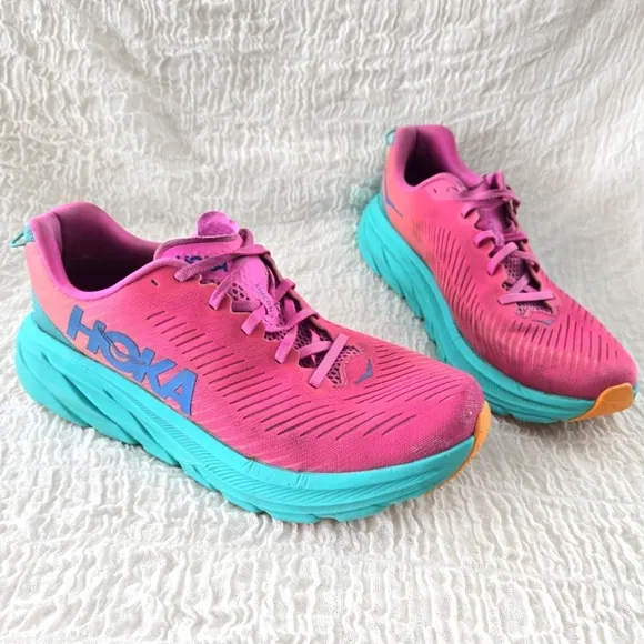 Hoka One One Rincon 3 Womens 11 B Road Running Sporty Shoes Paradise Pink Blue