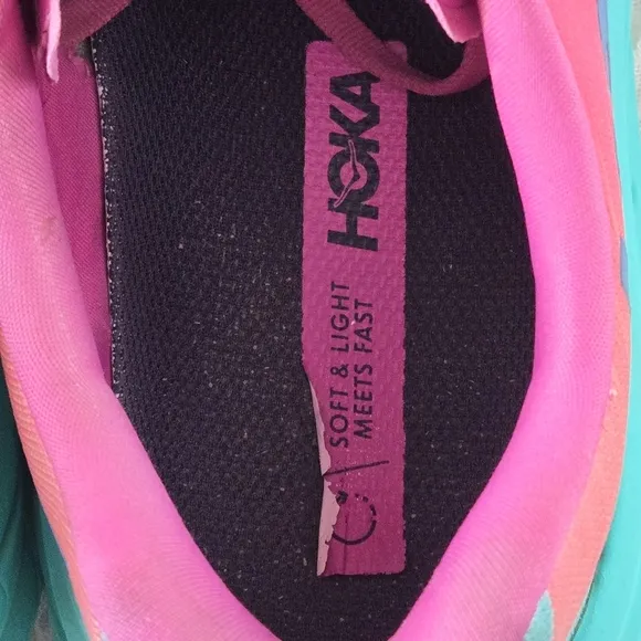 Hoka One One Rincon 3 Womens 11 B Road Running Sporty Shoes Paradise Pink Blue