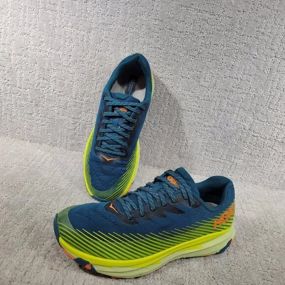 Hoka One One Torrent 2 Men’s Size US 10 Blue Yellow Running Hiking Sneakers.