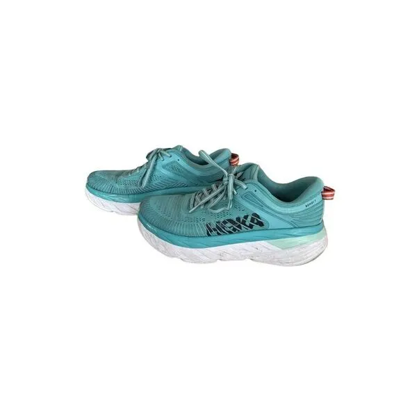 Hoka One Women's Bondi 7 Cushioned Running Sneakers Shoes Blue Size 8