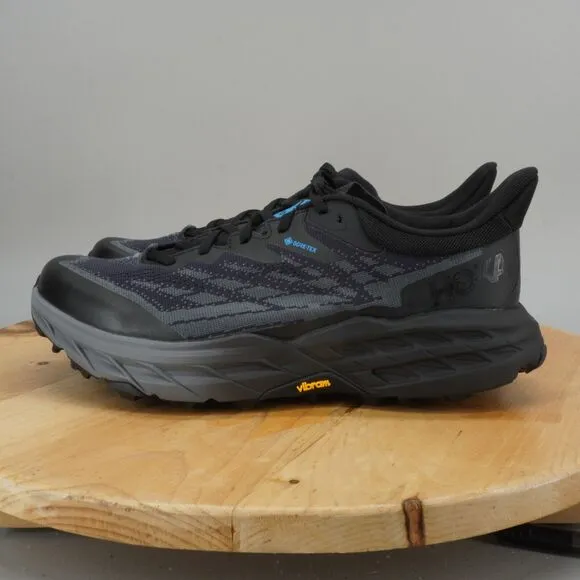 Hoka Speedgoat 5 GTX Spike Mens Size 10 D Shoes Black Hiking Trail Sneakers NEW