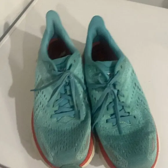 Hoka Clifton 8 Real Teal Aquarelle Running Sneaker women Sz 9,5