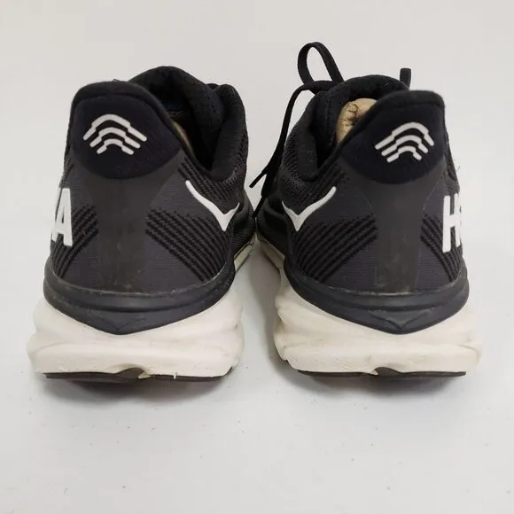 Hoke One One Mens Clifton 9 Sneakers Size 12 Black Mesh Athleisure Workout Gym