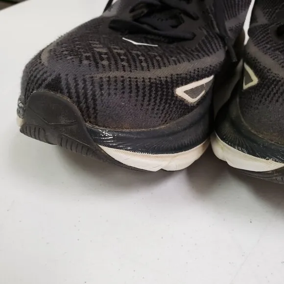 Hoke One One Mens Clifton 9 Sneakers Size 12 Black Mesh Athleisure Workout Gym