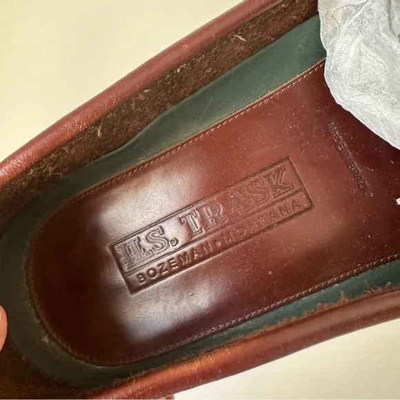 H.S. Trask Mens Creel II Bison Leather Lofers Kiltie Brown Shoes Slip-On Tassel