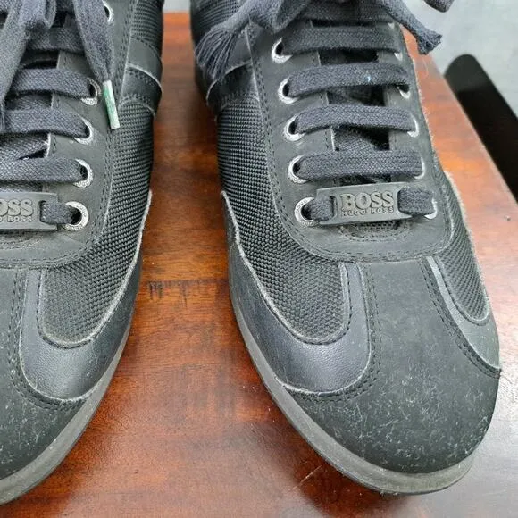 Hugo Boss Mens Sz 8 Sneaker Lighter Black 50388431 Casual Shoes Lace up 41 EU