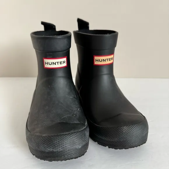Hunter Play Waterproof Short Boots Big Kid Size 10 Slip-On Black