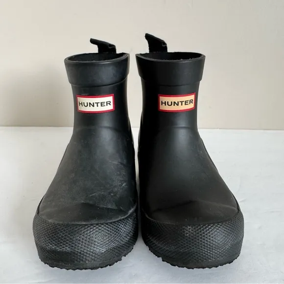 Hunter Play Waterproof Short Boots Big Kid Size 10 Slip-On Black