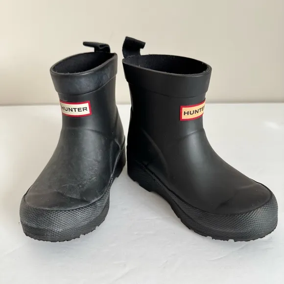 Hunter Play Waterproof Short Boots Big Kid Size 10 Slip-On Black