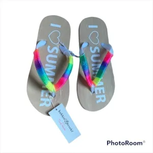 I Love Summer Sandals NWT Sz 11 12 Rainbow Colorful Shoes Girls