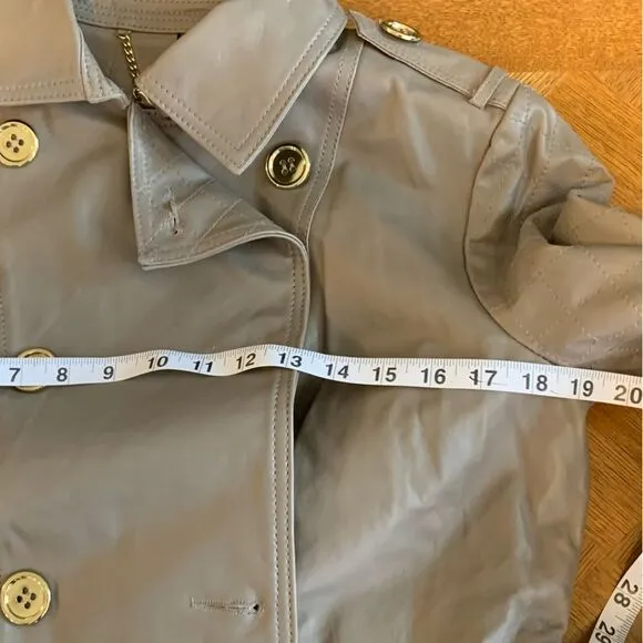 IMAN Platinum Collection Gray Leather Double Breasted Trench Coat size Medium