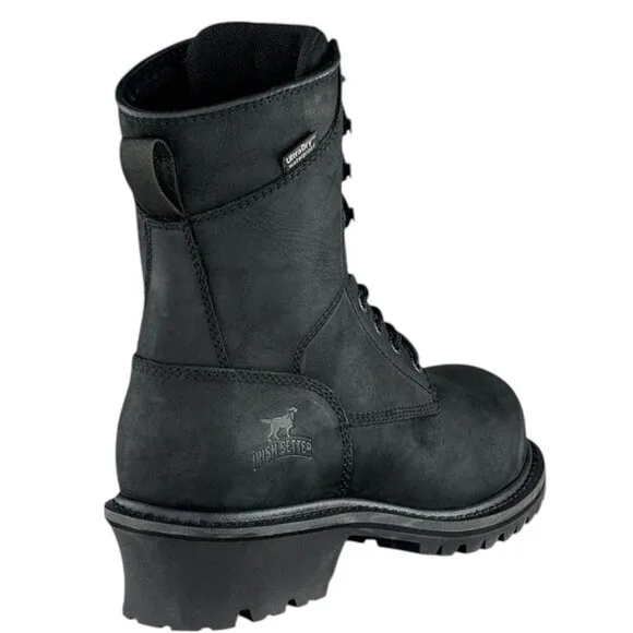 Irish Setter Mesabi Black Waterproof Leather Safety Toe Logger Boot 83836 Sz 9.5