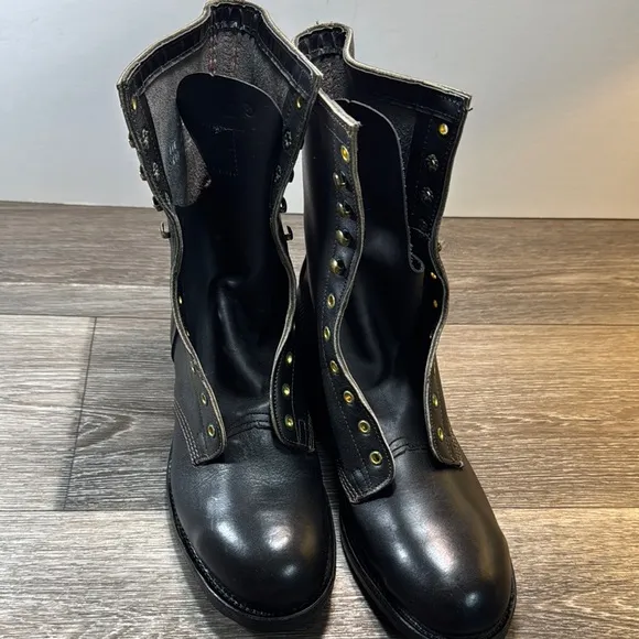 Iron Age safety Black Leather Men's steel toe oil resistant Boots size 11.5