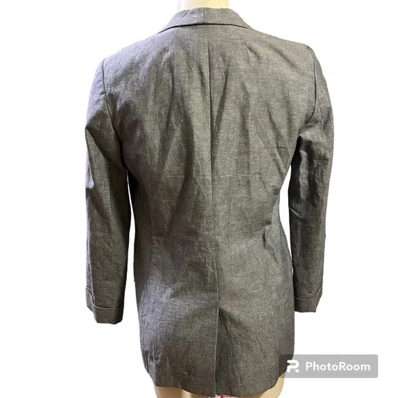 J. Crew blue chambray cotton linen blend blazer size 4