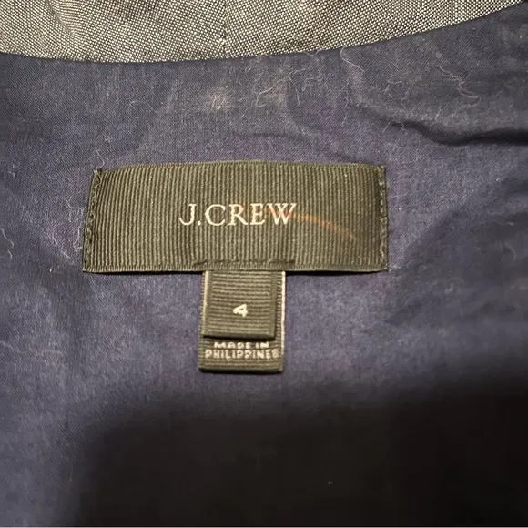 J. Crew blue chambray cotton linen blend blazer size 4