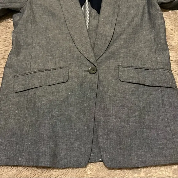 J. Crew blue chambray cotton linen blend blazer size 4