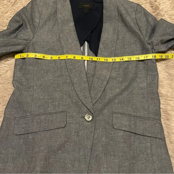 J. Crew blue chambray cotton linen blend blazer size 4
