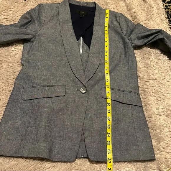 J. Crew blue chambray cotton linen blend blazer size 4