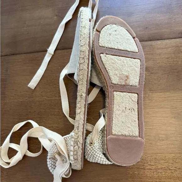 J. Crew NWOT D’orsay lace up Espadrille Flat shoes with Ankle Ties size 9