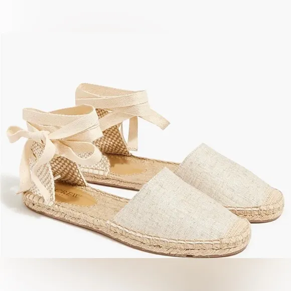 J. Crew NWOT D’orsay lace up Espadrille Flat shoes with Ankle Ties size 9