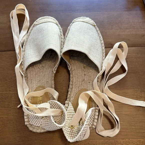 J. Crew NWOT D’orsay lace up Espadrille Flat shoes with Ankle Ties size 9