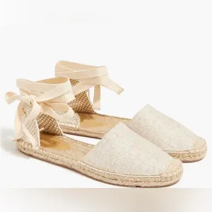J. Crew NWOT D’orsay lace up Espadrille Flat shoes with Ankle Ties size 9