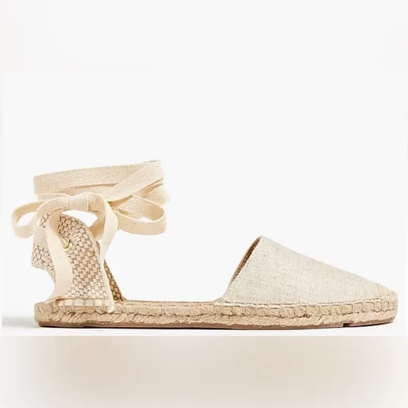 J. Crew NWOT D’orsay lace up Espadrille Flat shoes with Ankle Ties size 9