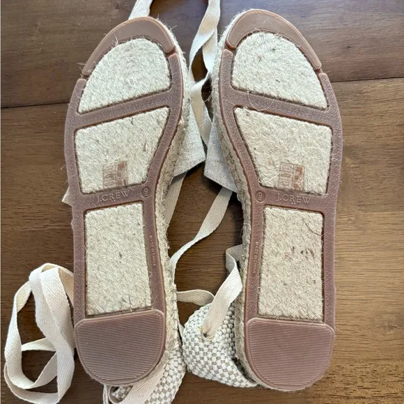 J. Crew NWOT D’orsay lace up Espadrille Flat shoes with Ankle Ties size 9