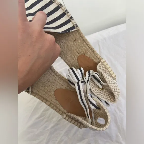 J. CREW Striped Lace Up D'Orsay Espadrille Sandals Size 9.5