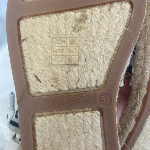 J. CREW Striped Lace Up D'Orsay Espadrille Sandals Size 9.5