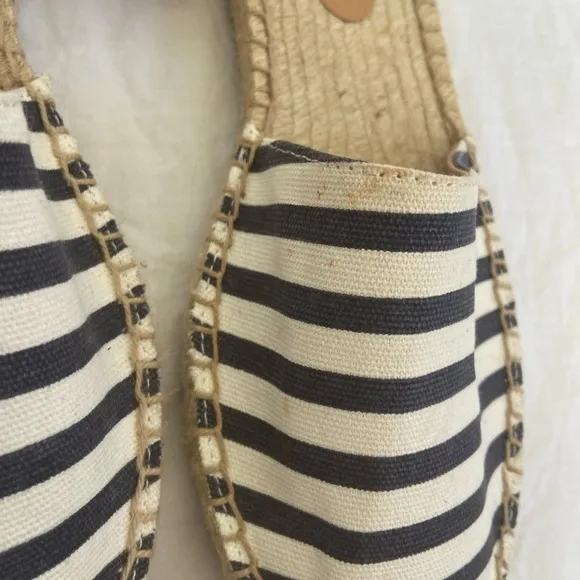 J. CREW Striped Lace Up D'Orsay Espadrille Sandals Size 9.5