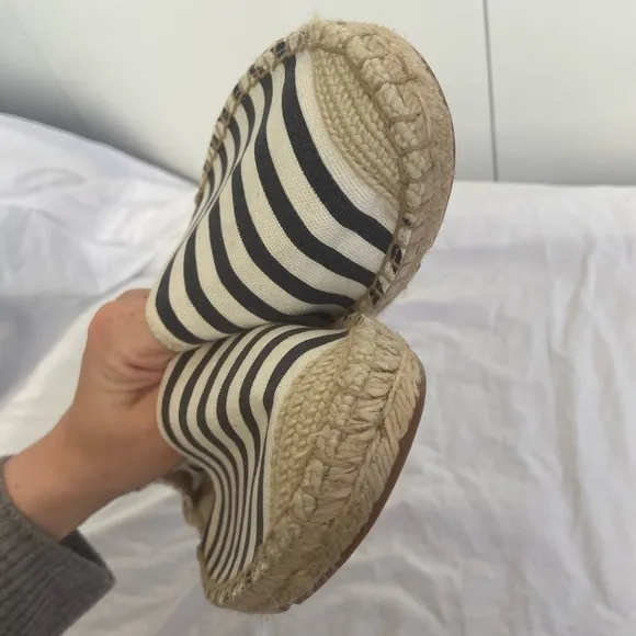 J. CREW Striped Lace Up D'Orsay Espadrille Sandals Size 9.5