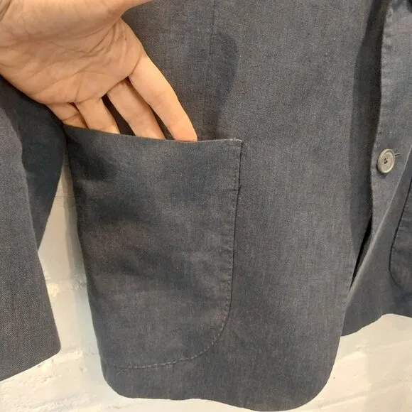 J. Hilburn 100% Linen Sport Coat Blazer Mens 50R Blue Two Button Tailored Fit