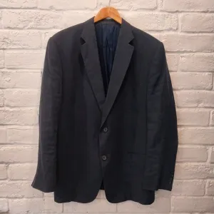 J. Hilburn 100% Linen Sport Coat Blazer Mens 50R Blue Two Button Tailored Fit