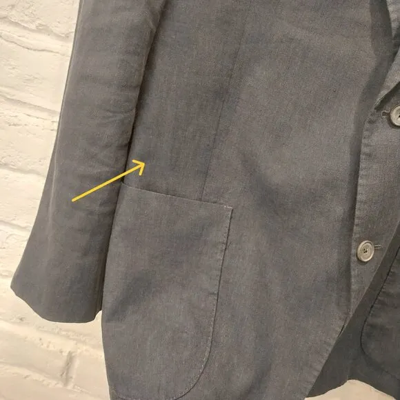 J. Hilburn 100% Linen Sport Coat Blazer Mens 50R Blue Two Button Tailored Fit