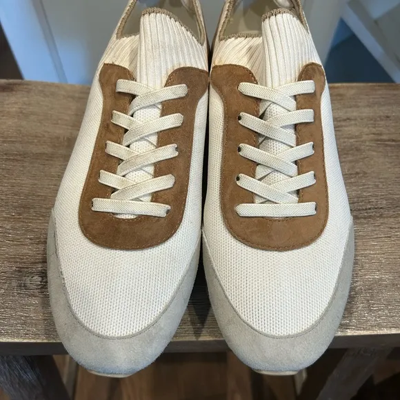 J MCLAUGHLIN Dash Sporty Sneakers White tan Size 9 Lace-Up Comfort suede mesh