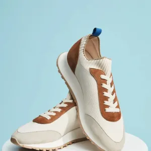 J MCLAUGHLIN Dash Sporty Sneakers White tan Size 9 Lace-Up Comfort suede mesh