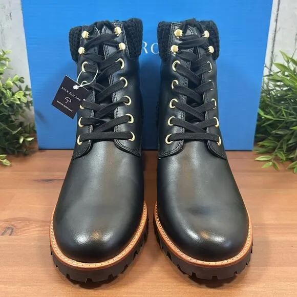 Jack Rogers Harper Leather Lace Up Hiker Knit Boots Size 11