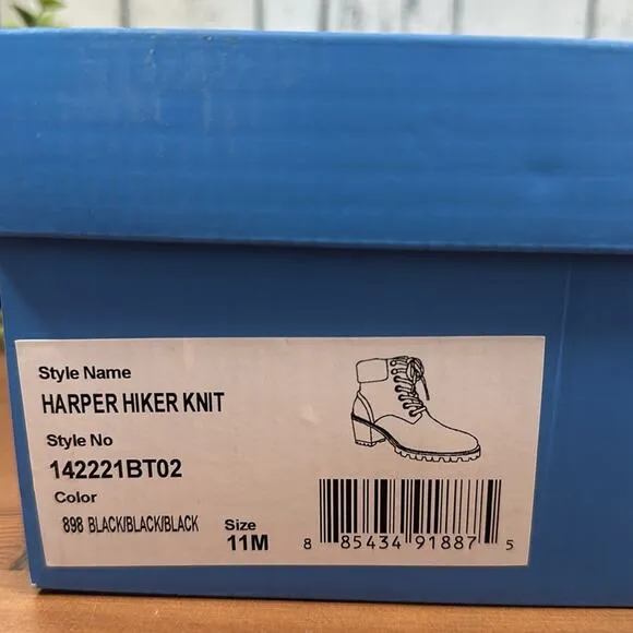 Jack Rogers Harper Leather Lace Up Hiker Knit Boots Size 11