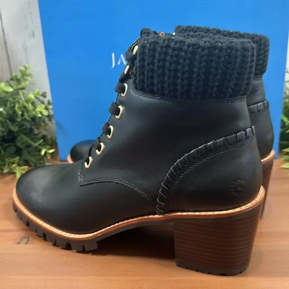 Jack Rogers Harper Leather Lace Up Hiker Knit Boots Size 11