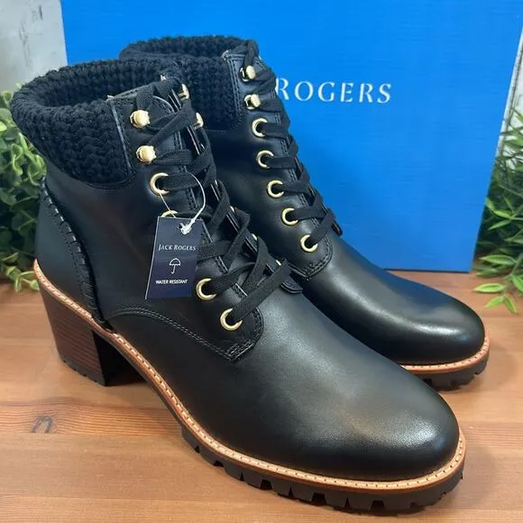 Jack Rogers Harper Leather Lace Up Hiker Knit Boots Size 11