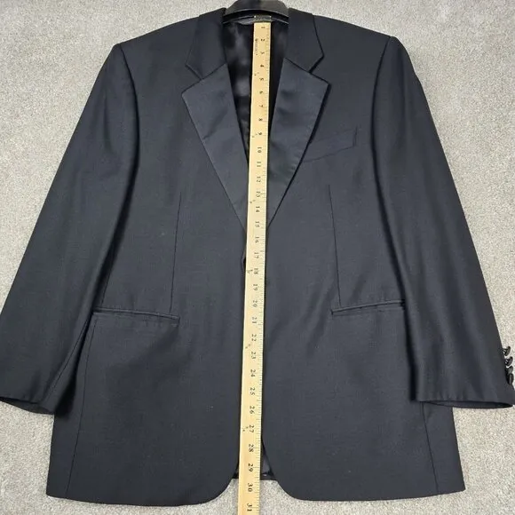 Jack Victor DUXE Tuxedo Jacket 42 S Pants 38&quot; x 28&quot; Hemmed All Black Satin Lapel