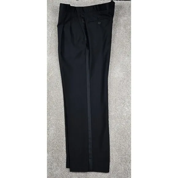 Jack Victor DUXE Tuxedo Jacket 42 S Pants 38&quot; x 28&quot; Hemmed All Black Satin Lapel