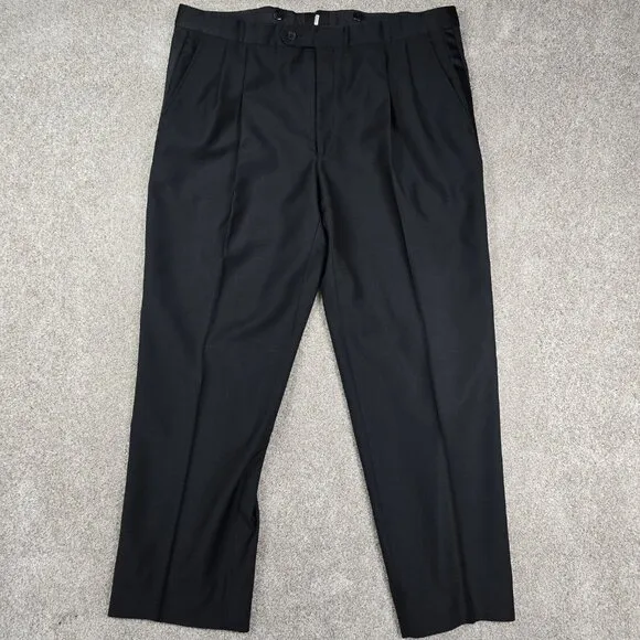 Jack Victor DUXE Tuxedo Jacket 42 S Pants 38&quot; x 28&quot; Hemmed All Black Satin Lapel